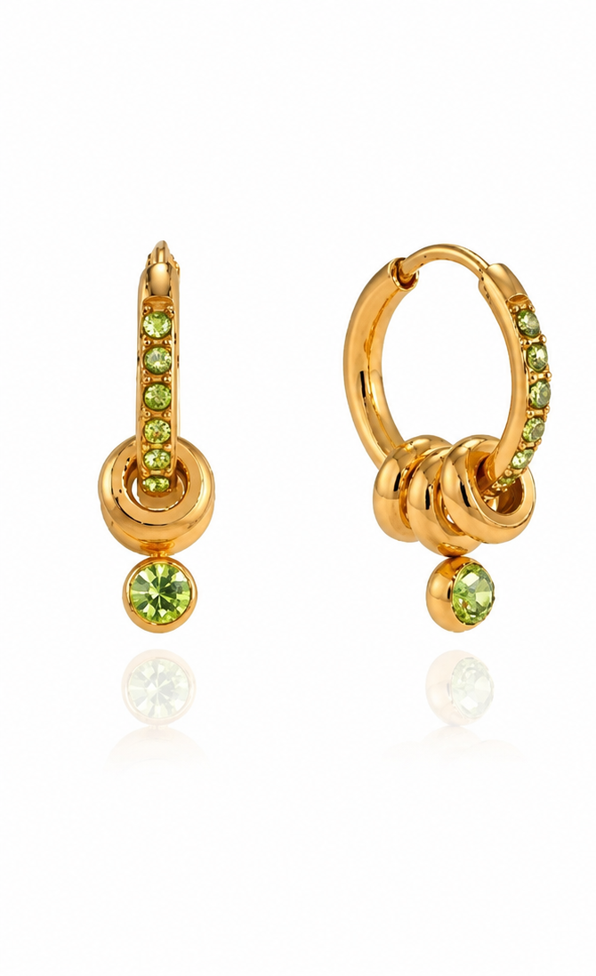 Peridot Knot Huggie Earrings
