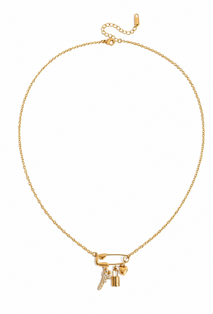 Safety Pin Charm Necklace