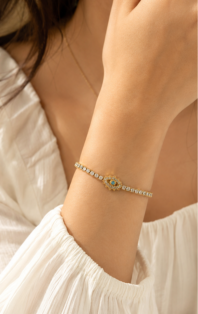 Sunburst Charm Tennis Bracelet
