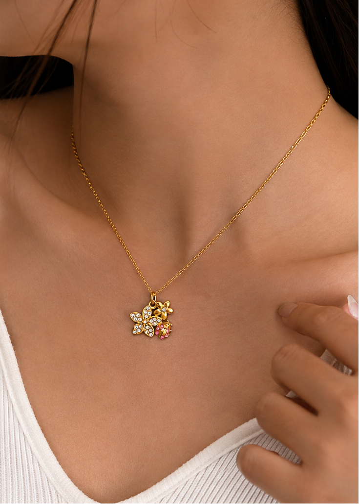 Flower Cluster Pendant Necklace