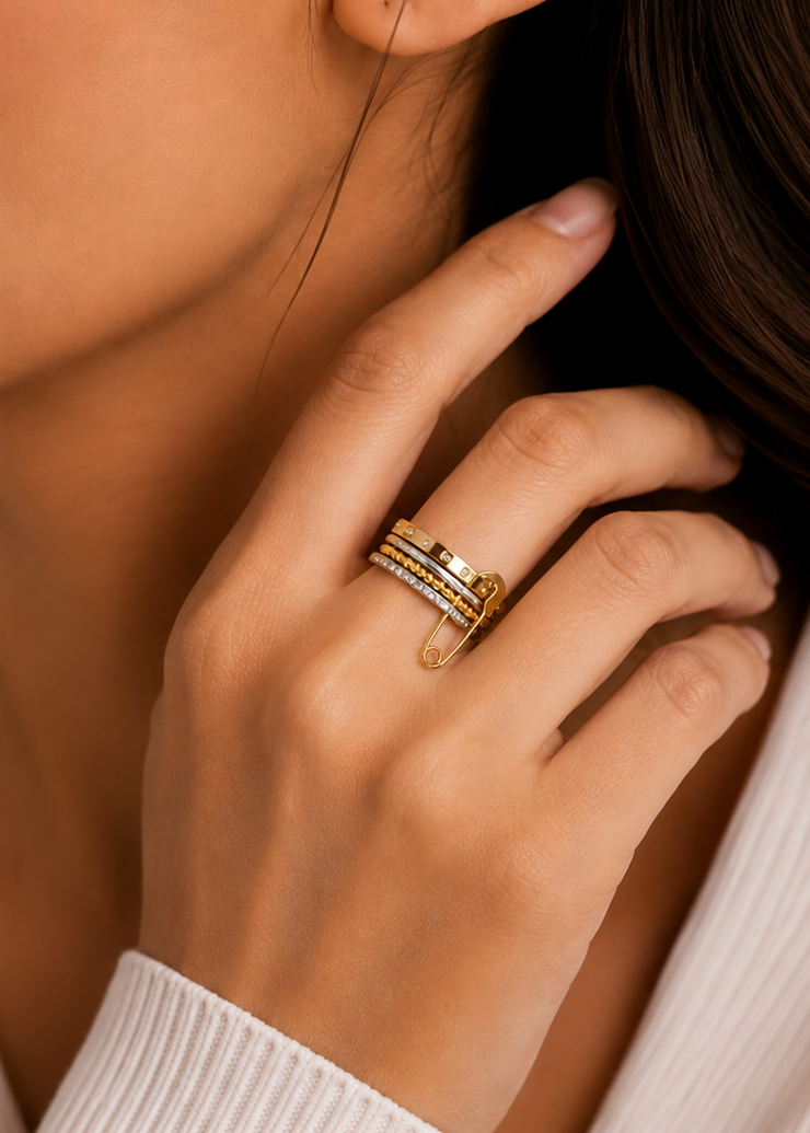 Safety Pin Stack Ring