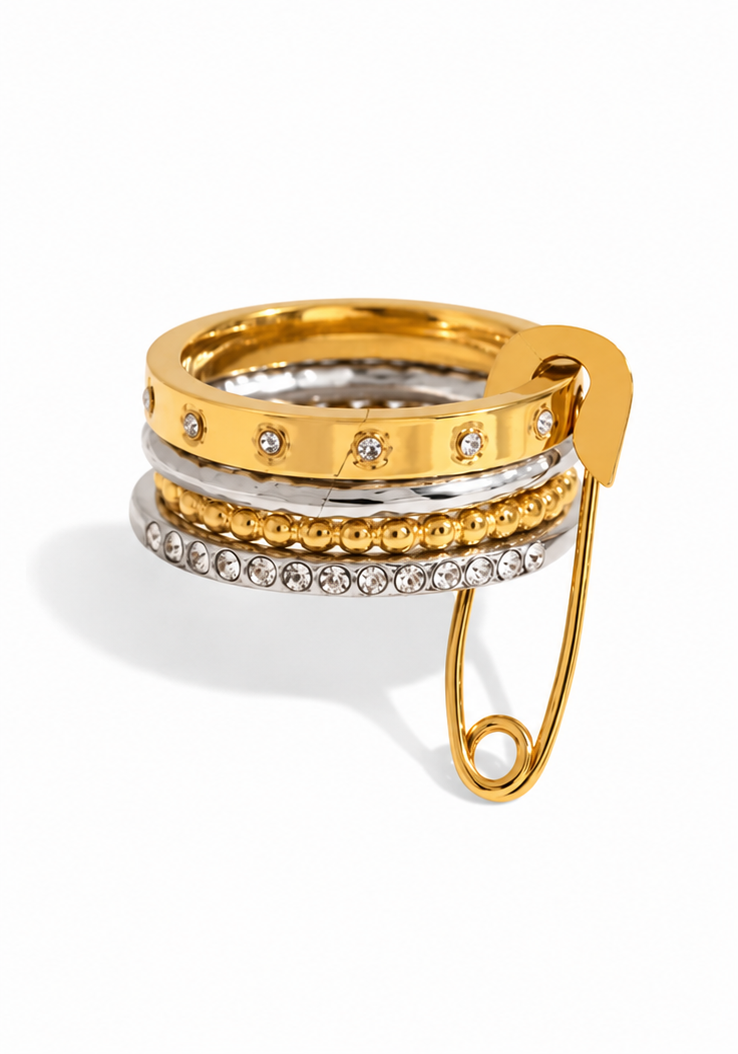 Safety Pin Stack Ring