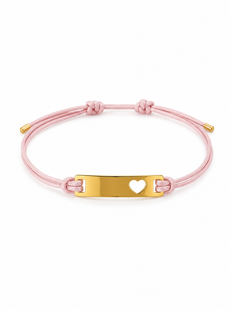 Pink Cord Heart Bracelet