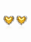 Two Tone Heart Stud Earrings