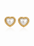 Pearl Heart Stud Earrings
