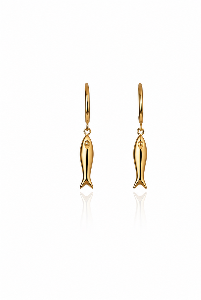 Gold Fish Drop Earrings