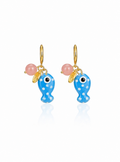 Enamel Fish Charm Earrings