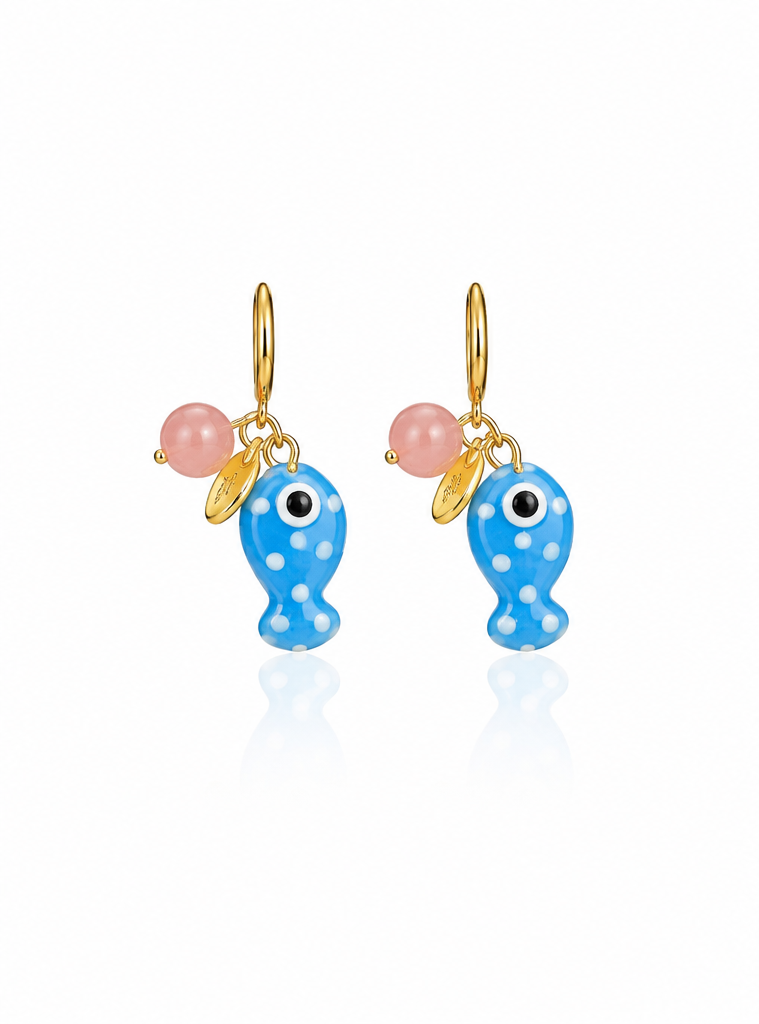 Enamel Fish Charm Earrings