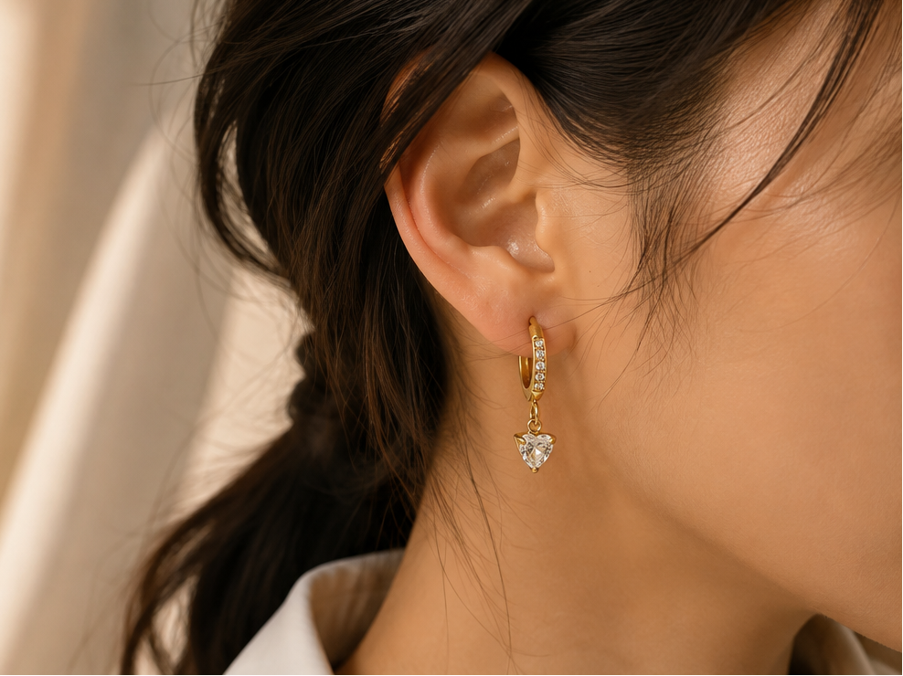 Crystal Heart Drop Earrings