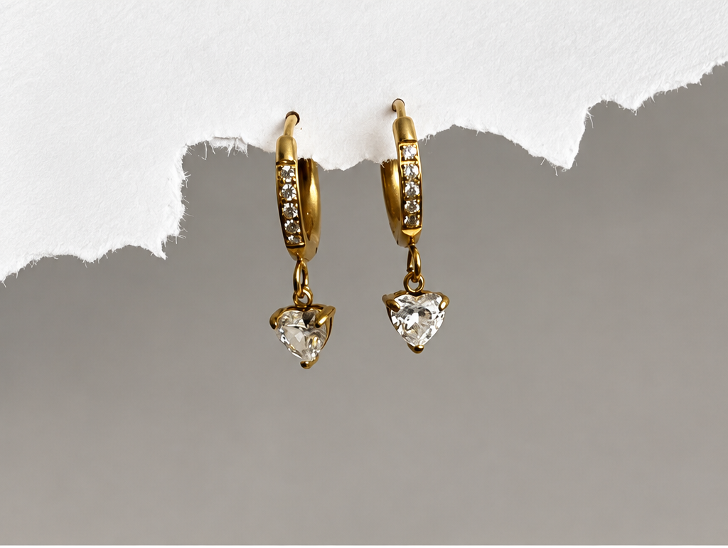 Crystal Heart Drop Earrings