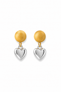 Two Tone Heart Drop Earrings