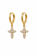 Pave Cross Drop Earrings
