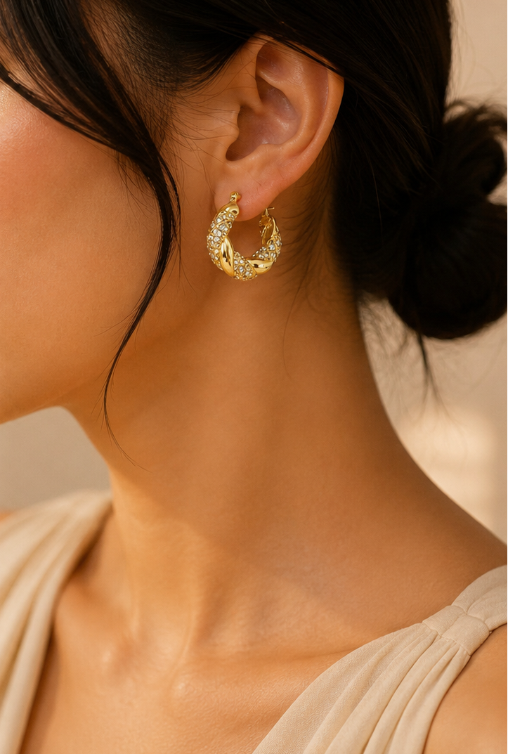 Twisted Pearl Hoop Earrings