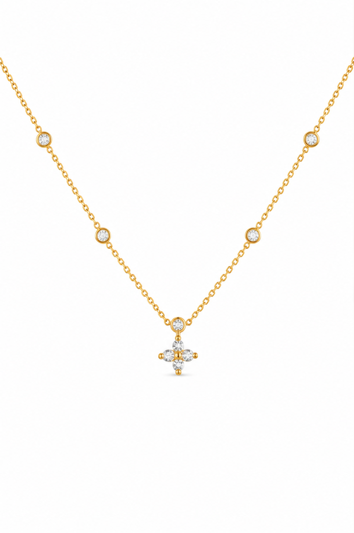 Quatrefoil Bezel Chain Necklace